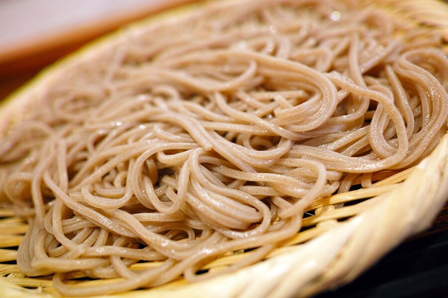 Hand-cut soba noodles in clear dashi broth Japanese restaurant