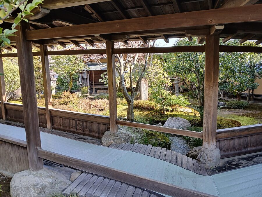 Tenryu-ji Sogenchi pond reflection of Arashiyama mountain Kyoto