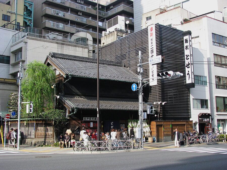 Komagata Dozeu restaurant exterior on Edo-dori, Asakusa, Tokyo