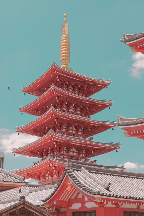 Five-storied pagoda at Senso-ji Temple, Asakusa, Tokyo