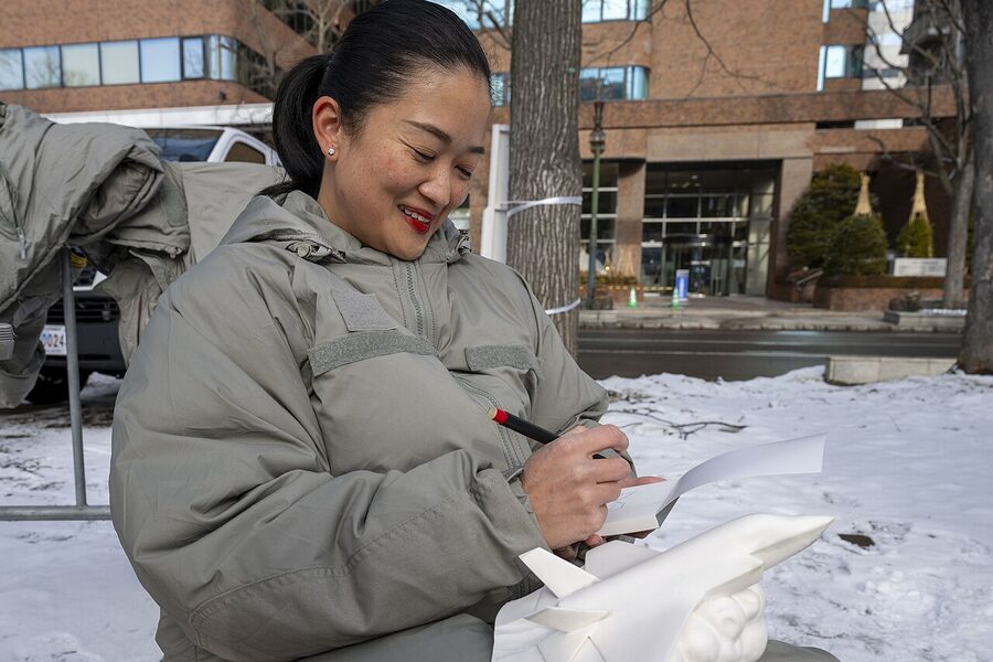 Snow sculpture displayed at the Sapporo Snow Festival in Hokkaido