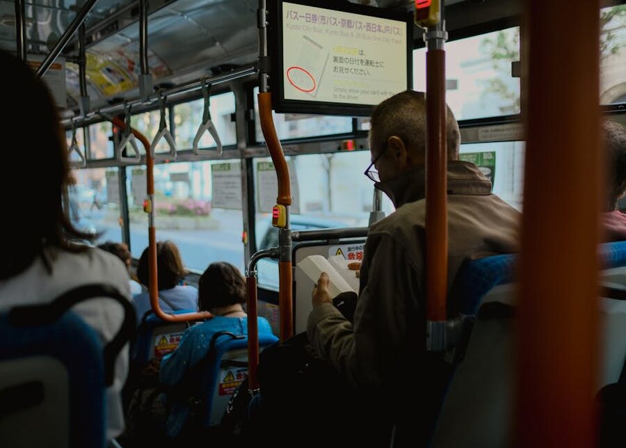 Inside a Kyoto city bus