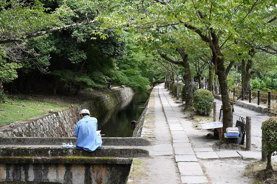 Path of Philosophy lined with cherry trees in Kyoto