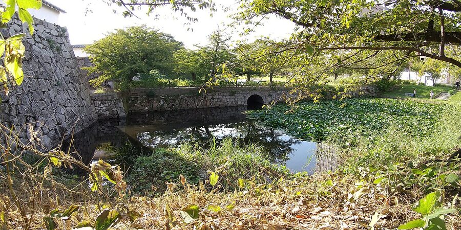 Fukuoka Castle ruins fourth moat and stone walls