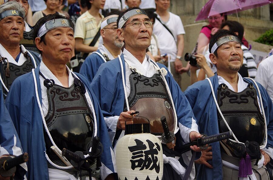 Men in samurai costume during Gion Matsuri