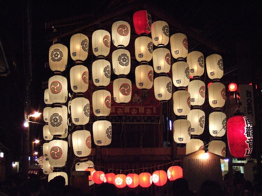 Minami Kannonyama float at Yoiyama during Gion Matsuri