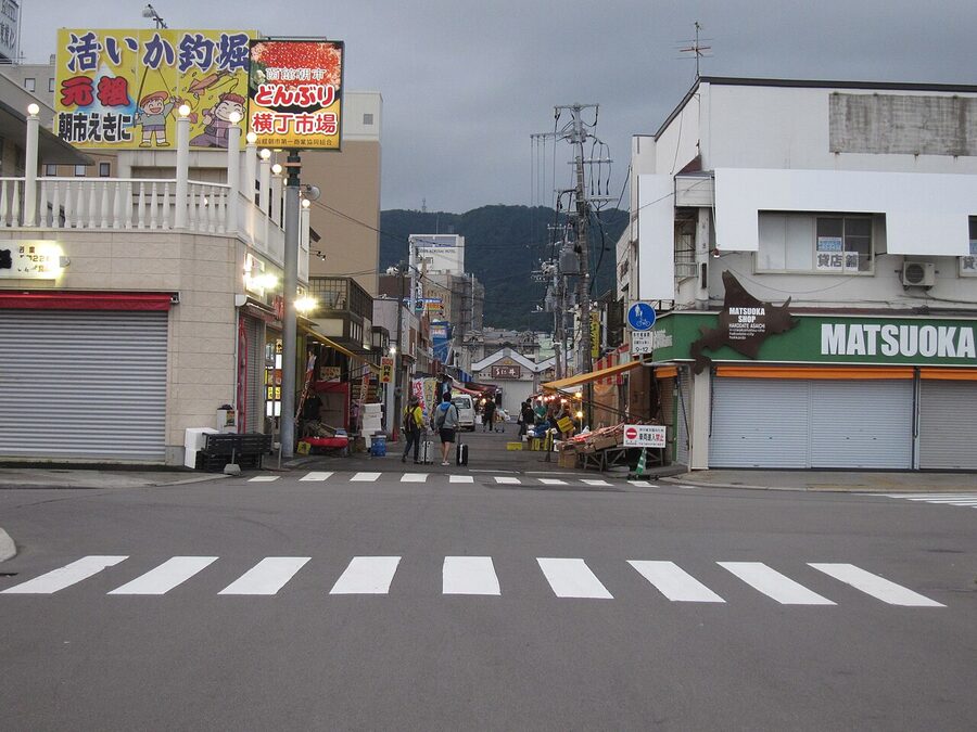 Stalls at Hakodate Asaichi morning market