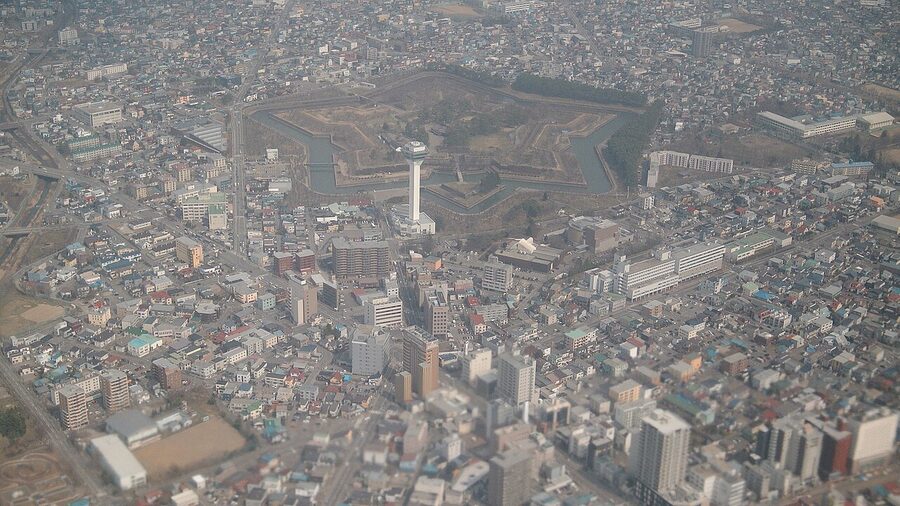 Aerial view of Goryokaku star-shaped fort Hakodate