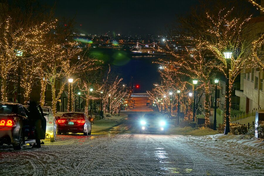 Hachimanzaka slope at night Hakodate