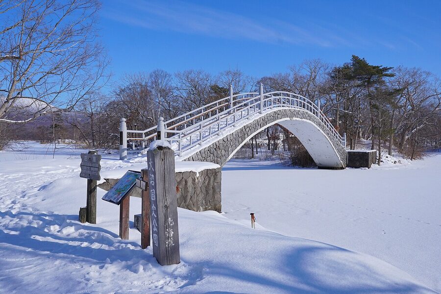 Kogetsu Bridge Onuma Park in winter