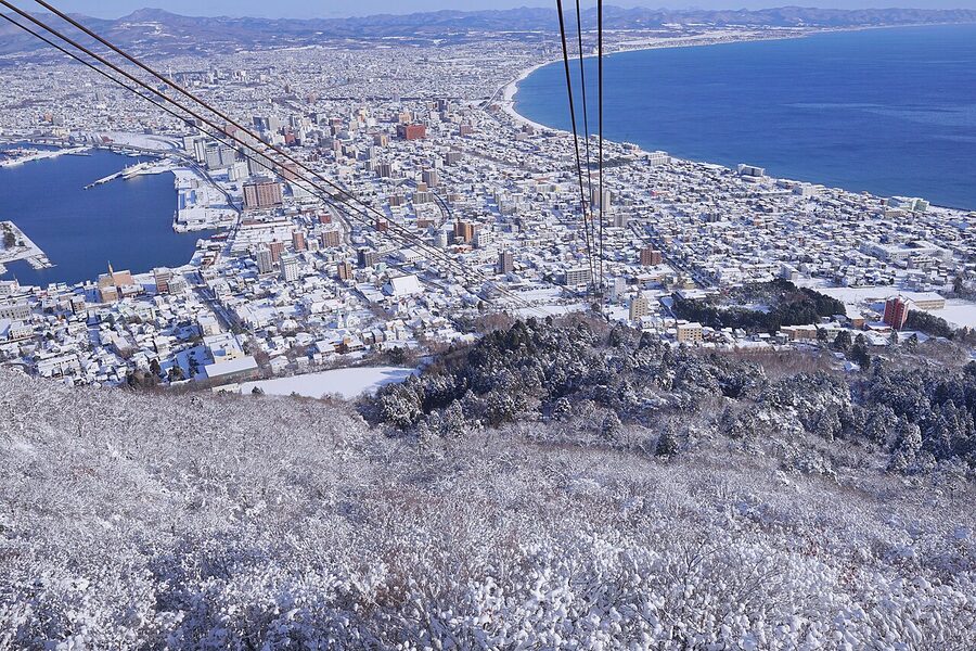 View from Mount Hakodate ropeway in winter