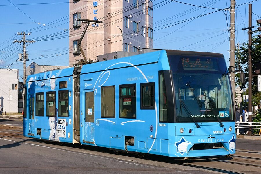 Modern low-floor Hakodate tram
