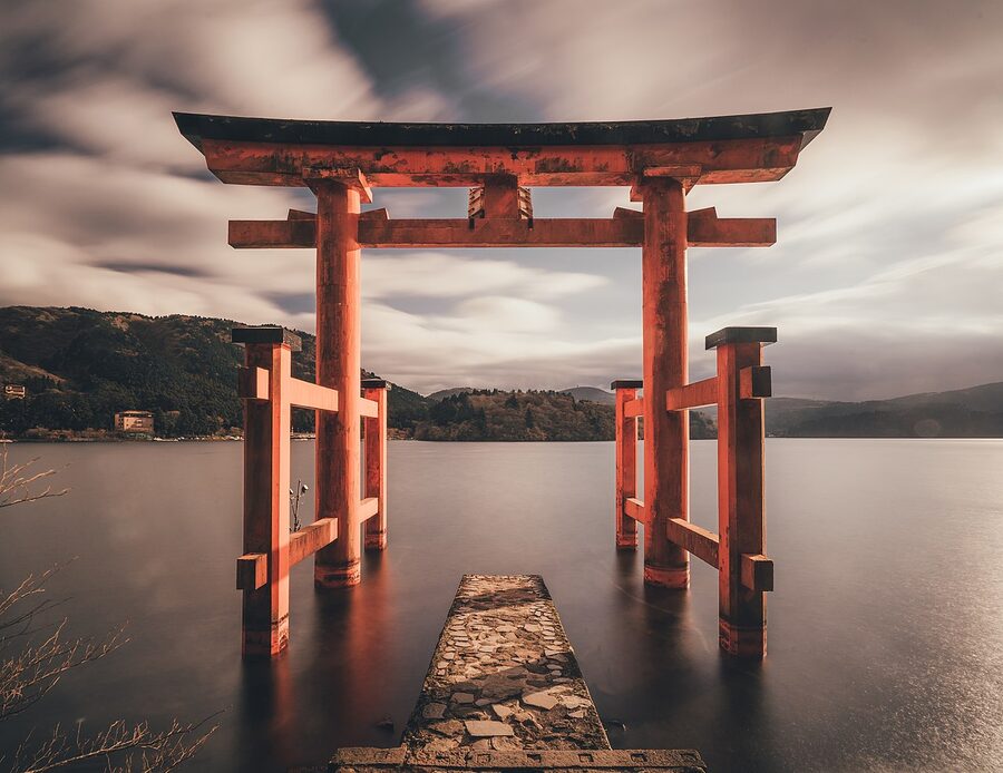 Peace Torii of Hakone Shrine in Lake Ashi