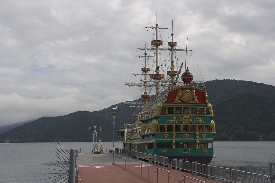 Hakone Pirate Ship at Hakonemachi port on Lake Ashi