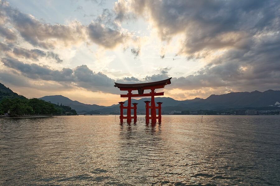 Itsukushima floating torii at sunset, Miyajima