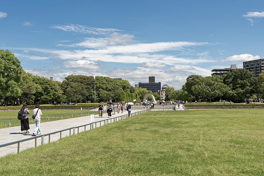 Hiroshima Peace Memorial Park overview from the south, August 2024
