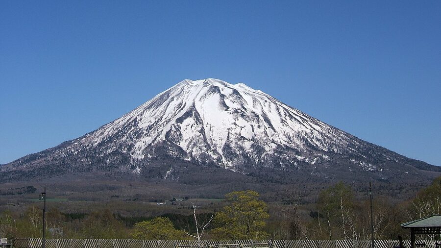 Mt Yotei seen from the Grand Hirafu side of Niseko in winter.