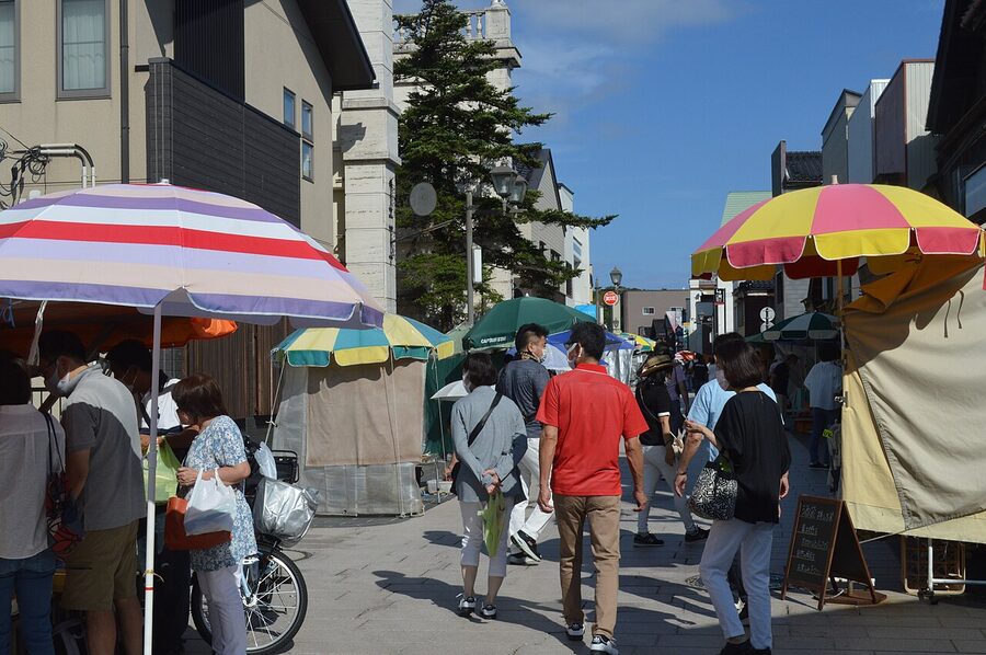 A traditional vendor stall at Wajima morning market on the Noto Peninsula