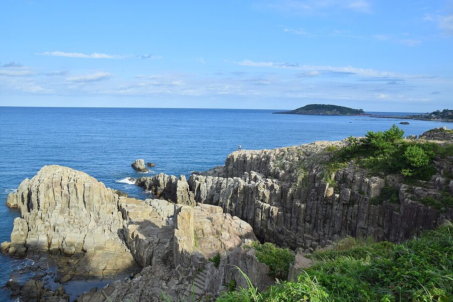 The Tojinbo basalt sea cliffs in Fukui Prefecture