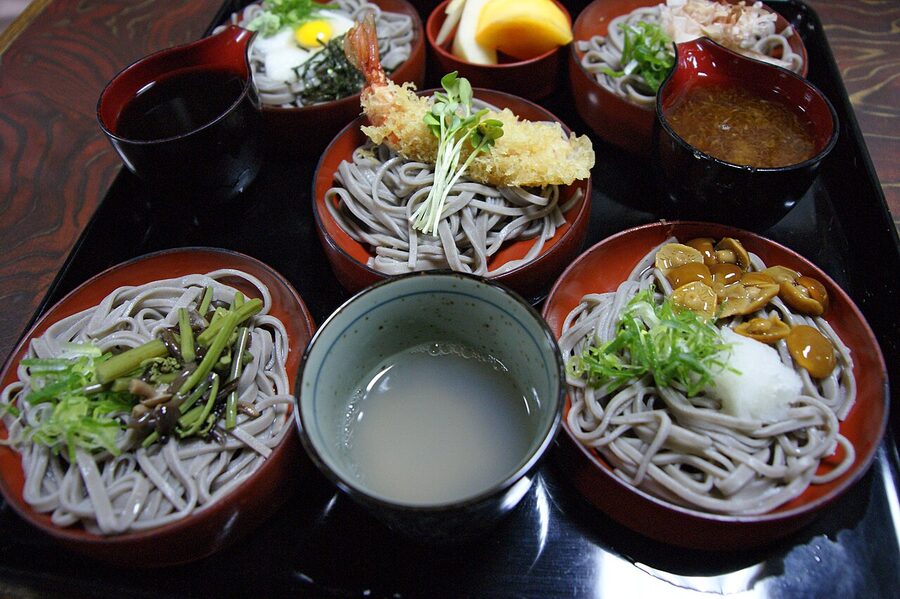 A bowl of Echizen-soba buckwheat noodles with grated daikon