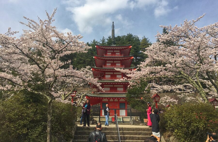 Chureito Pagoda framing Mt. Fuji from Arakurayama Sengen Park