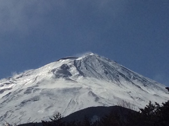 Snow-covered Mt. Fuji on a clear winter day
