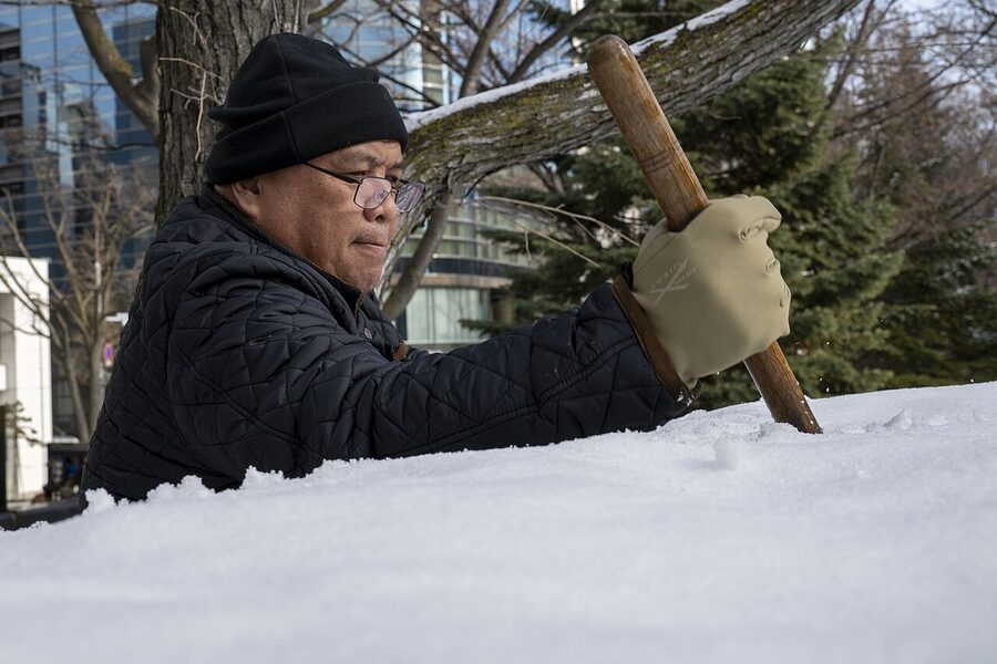 Large snow sculptures at the Sapporo Snow Festival in early February, on Odori Park