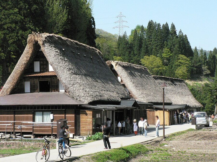 The Ainokura cluster of gassho-zukuri houses in Gokayama, Toyama prefecture.