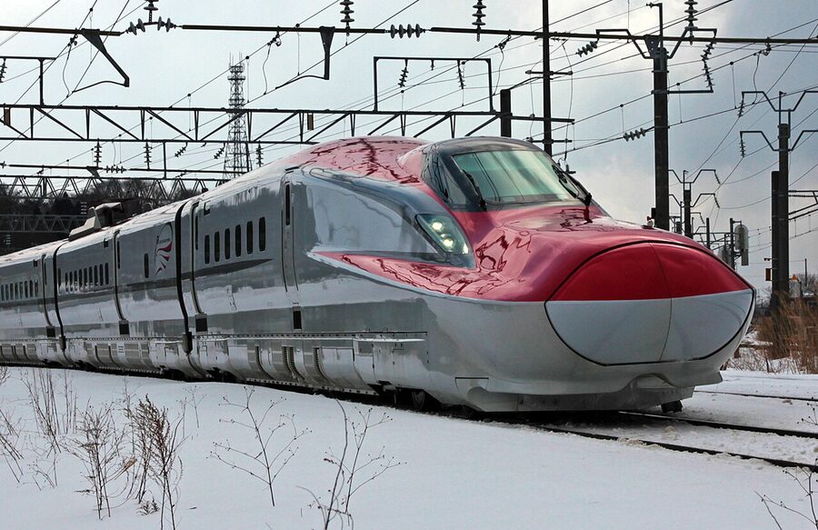 JR East E6 series Komachi Shinkansen near Akita