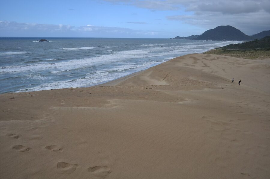 Tottori Sand Dunes coastal landscape with people walking