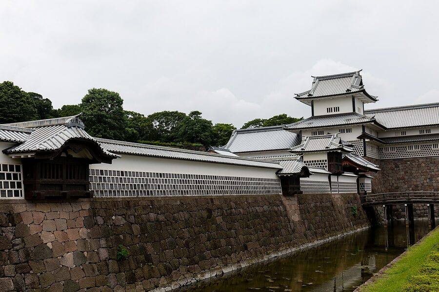 Kanazawa Castle main reconstructed buildings in summer