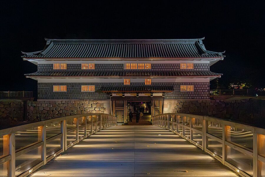 Hishi-yagura turret of Kanazawa Castle at night
