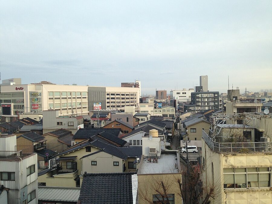 Skyline of Kanazawa from a city hotel