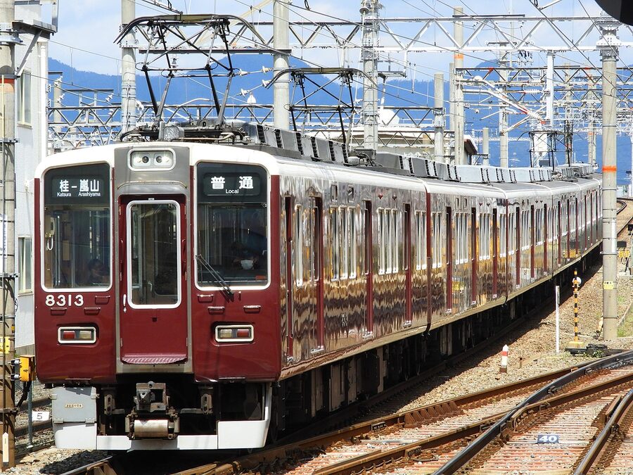 Hankyu 8300 series train at Katsura on the Arashiyama Line