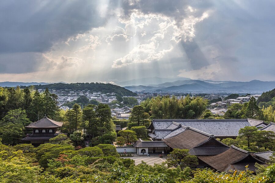 Ginkaku-ji silver pavilion Kyoto from above