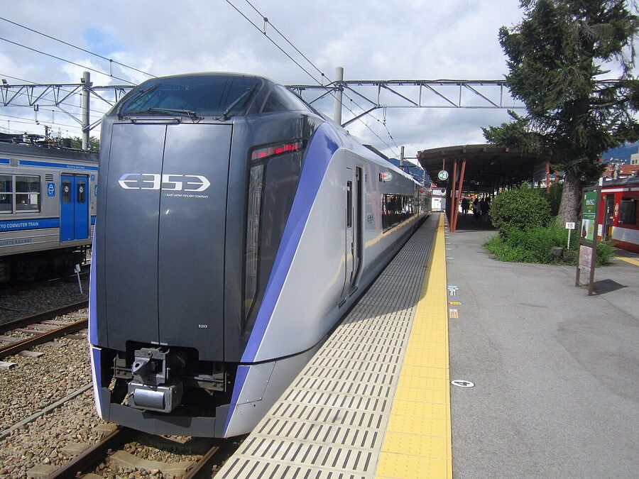 JR East E353 Fuji Excursion limited express train at Kawaguchiko Station