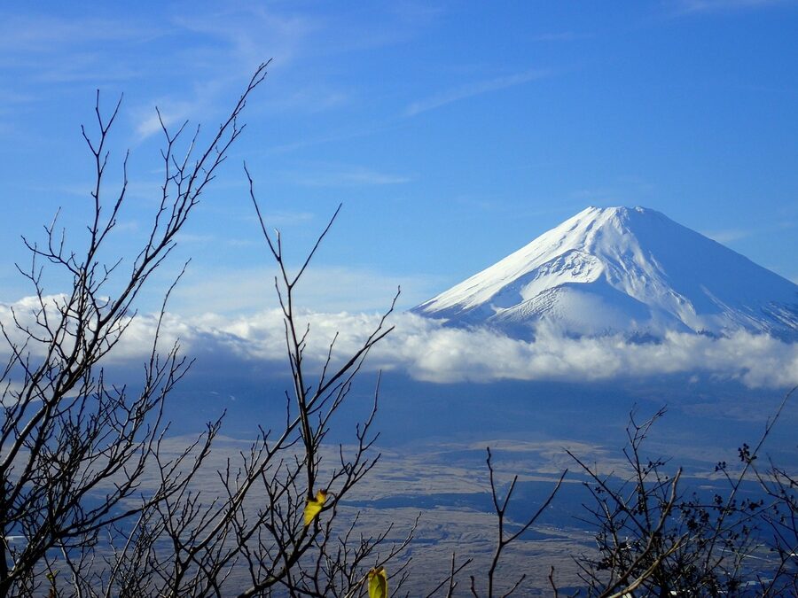 Mount Fuji visible from the Hakone area on a clear winter day