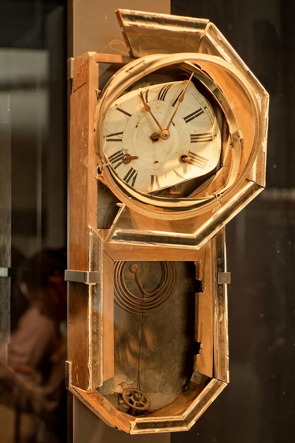 Stopped wall clock from 11:02 in the Nagasaki Atomic Bomb Museum