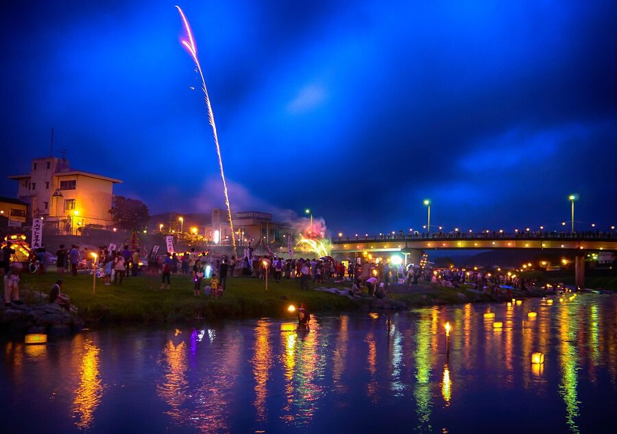 Nagasaki festival night by the river