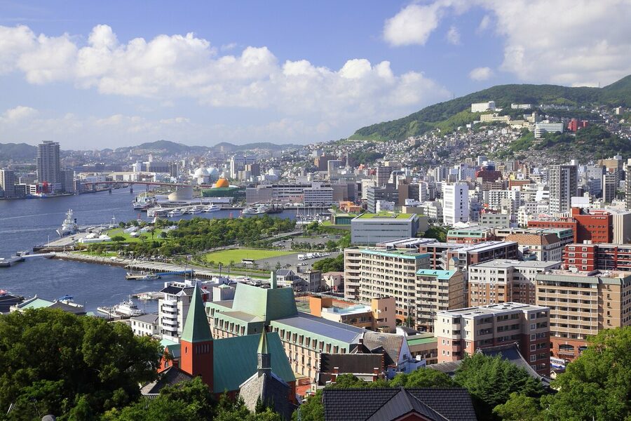 View of Nagasaki harbour from Glover Garden