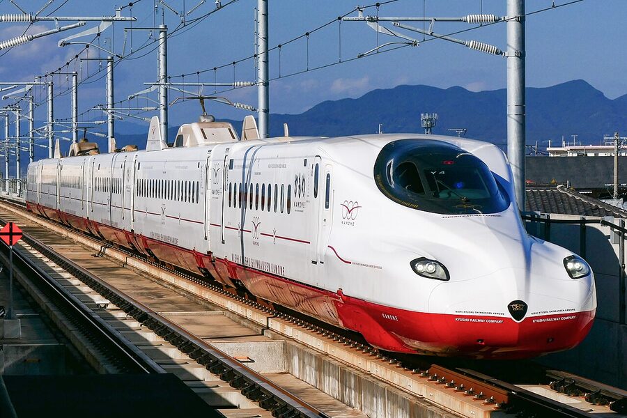 Nishi-Kyushu Shinkansen Kamome N700S train at Nagasaki station