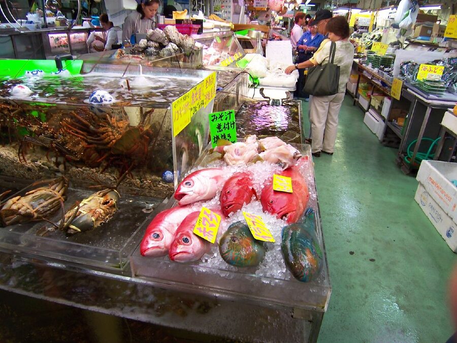 Fish counter at Makishi Public Market