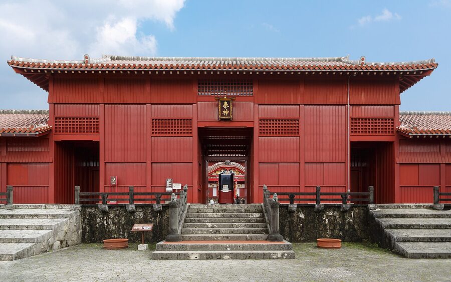 Detail of carved stone wall at Shuri Castle