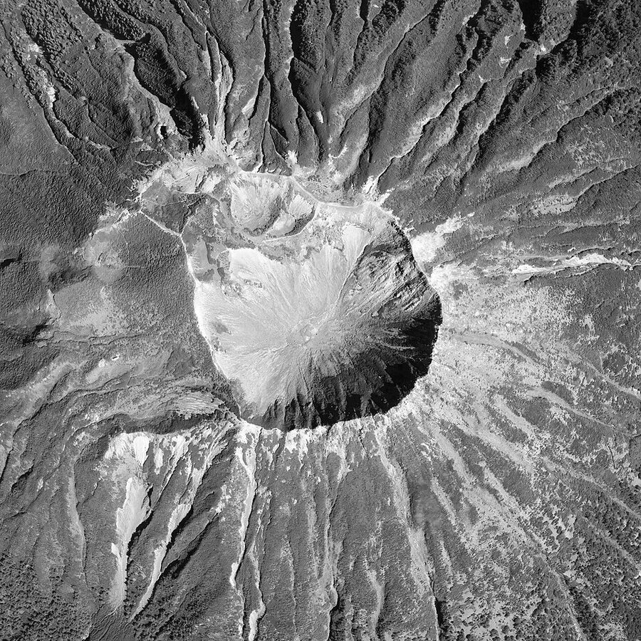 Mount Yotei summit crater aerial view