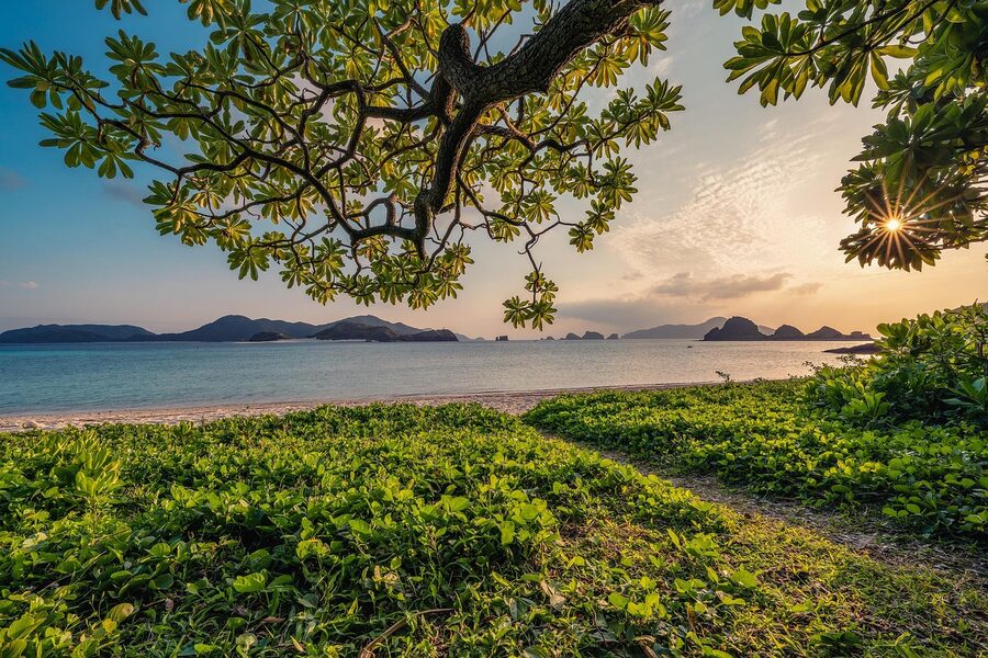 Okinawa subtropical island sunset