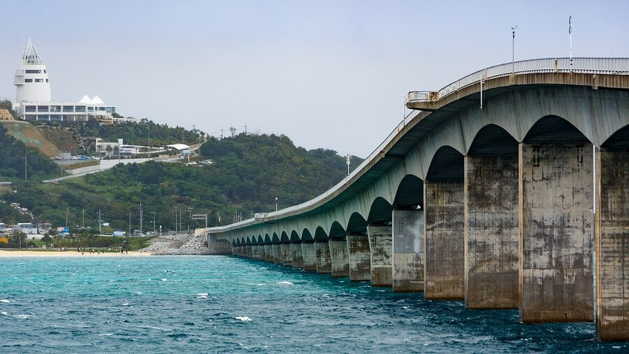 Kouri Ohashi bridge from Yagaji to Kouri Island Okinawa