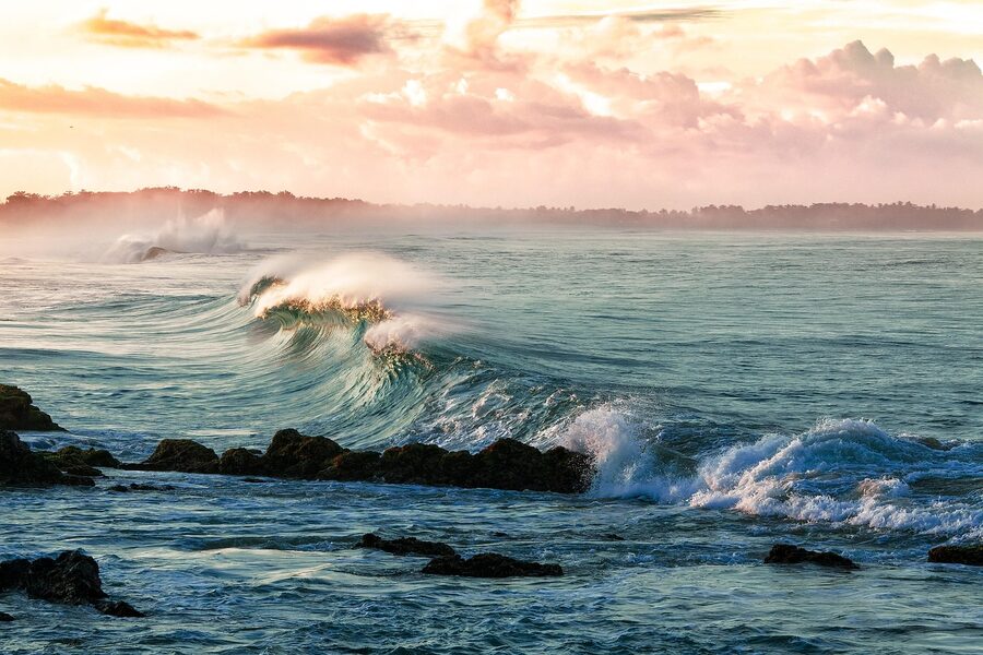 Okinawa coastal sunset waves