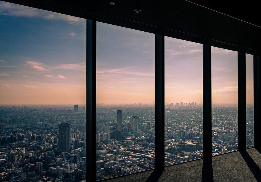 View from Shibuya Sky observation deck out over Tokyo