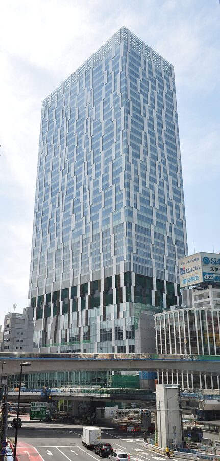 Shibuya Stream tower from the river side