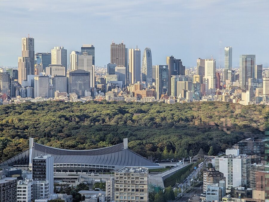 Yoyogi Park seen from Shibuya Stream